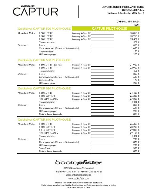 Quicksilver Captur - zu Boote Pfister