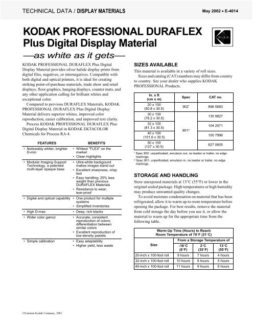 KODAK PROFESSIONAL DURAFLEX Plus Digital Display ... - 125px