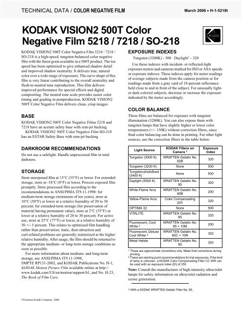 KODAK VISION2 500T Color Negative Film 5218 / 7218 ... - 125px
