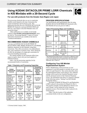 Using KODAK EKTACOLOR PRIME LORR Chemicals in ... - 125px