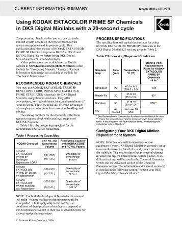 Using KODAK EKTACOLOR PRIME SP Chemicals in DKS ... - 125px