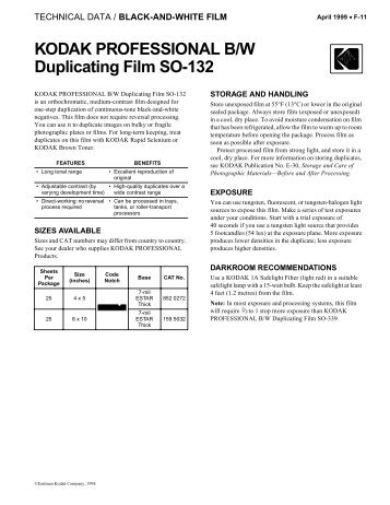 KODAK PROFESSIONAL B/W Duplicating Film SO-132 - 125px