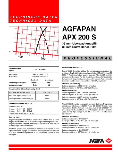 AGFAPAN APX 200 S - 125px