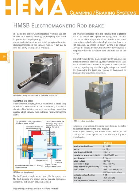 Clamping/Braking Systems HMSB Electromagnetic Rod brake