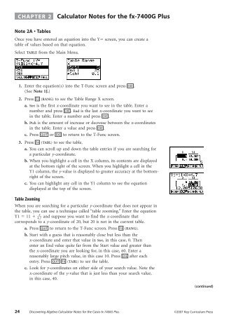 Calculator Notes for the Casio fx-7400G Plus