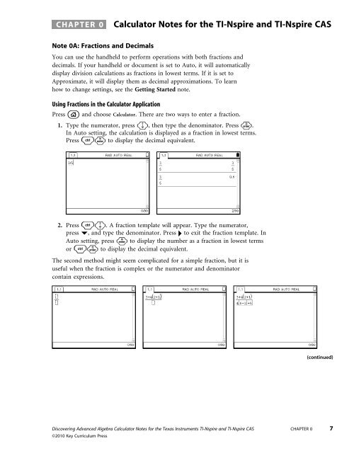 Calculator Notes for the TI-Nspire and TI-Nspire CAS (PDF)