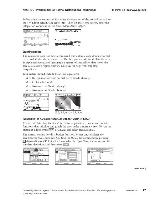 Calculator Notes for TI-89, TI-92 Plus, and Voyage 200