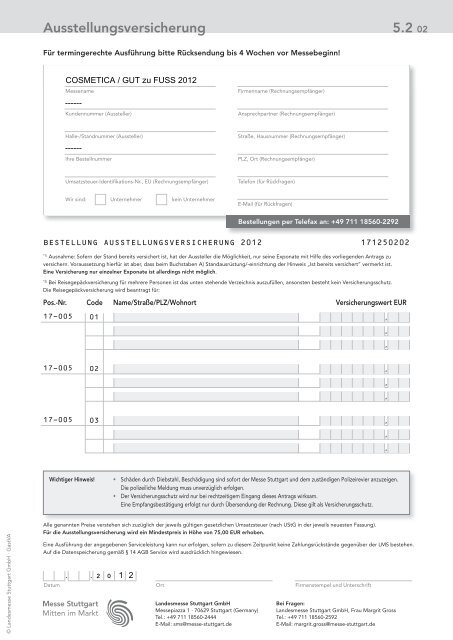 Aussteller-Servicemappe COSMETICA Stuttgart 2011