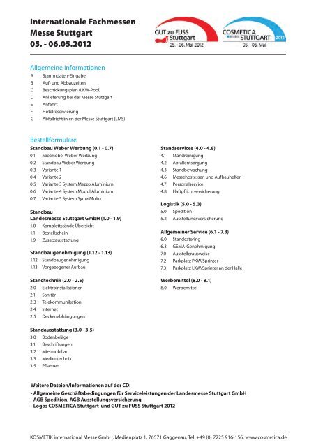 Aussteller-Servicemappe COSMETICA Stuttgart 2011