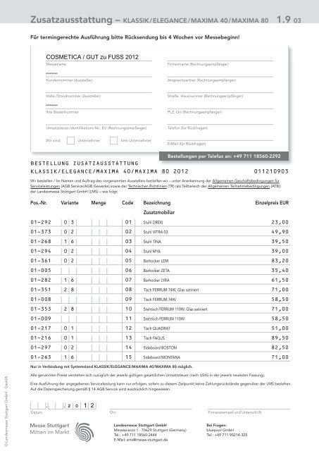 Aussteller-Servicemappe COSMETICA Stuttgart 2011