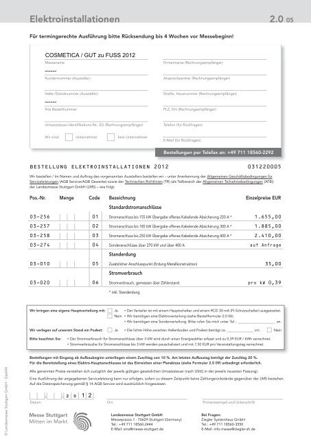 Aussteller-Servicemappe COSMETICA Stuttgart 2011