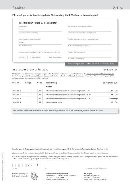 Aussteller-Servicemappe COSMETICA Stuttgart 2011