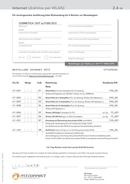 Aussteller-Servicemappe COSMETICA Stuttgart 2011