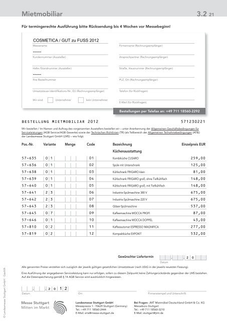 Aussteller-Servicemappe COSMETICA Stuttgart 2011