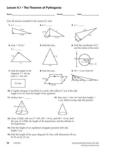 unit 12 trigonometry homework 1 answer key pythagorean theorem