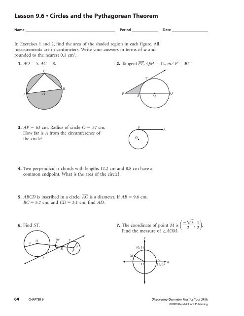 Lesson 9.1 • The Theorem of Pythagoras