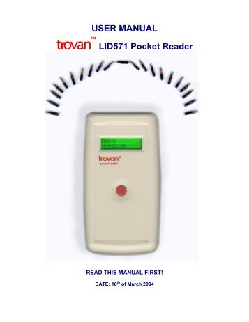 USER MANUAL ovan LID571 Pocket Reader