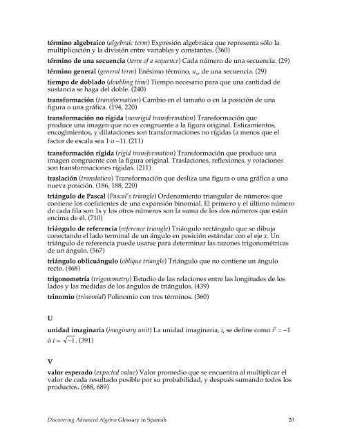 Discovering Advanced Algebra Glosario El número que aparece ...
