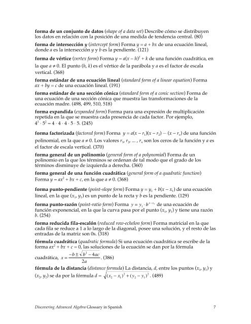 Discovering Advanced Algebra Glosario El número que aparece ...