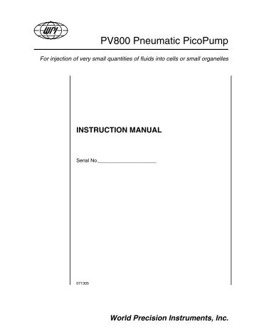 PV800 Pneumatic PicoPump - World Precision Instruments