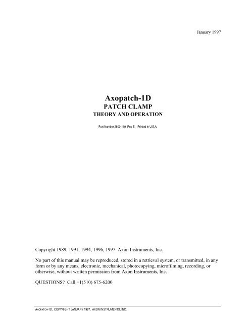 Axopatch-1D manual Rev. E