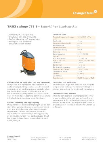TASKI swingo 755 B – Batteridriven kombimaskin - Orange Clean AB
