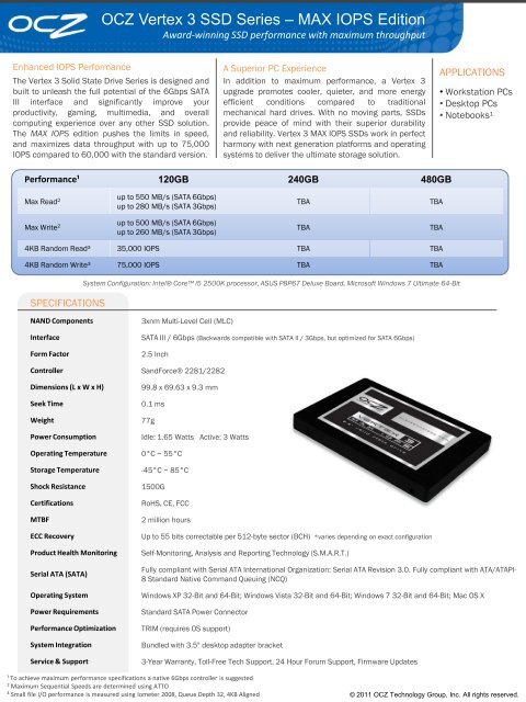 OCZ Vertex 3 SSD Series ? MAX IOPS Edition