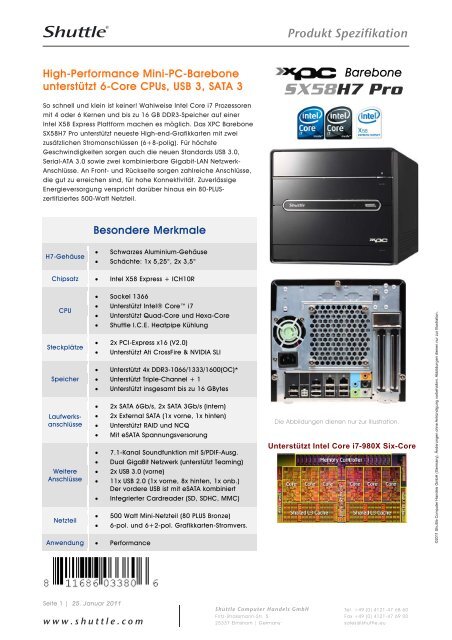 Shuttle XPC Barebone SX58H7 Pro