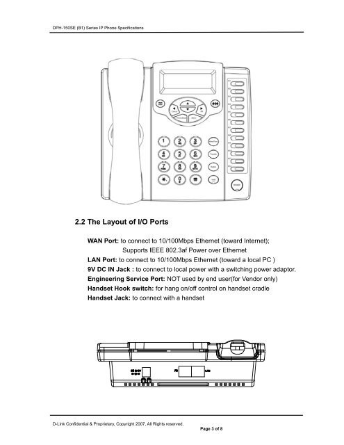 External Engineering Spec DPH-150SE (Hw:B1) Series IP ... - D-Link