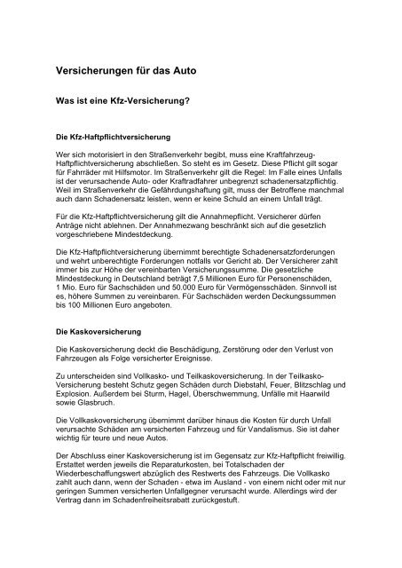 Informationen zur KFZ-Versicherung herunterladen (PDF) - BIAC