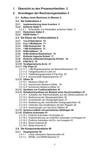 1. Übersicht zu den Prozessorfamilien 2 2. Grundlagen der Rechnerorganisation 3