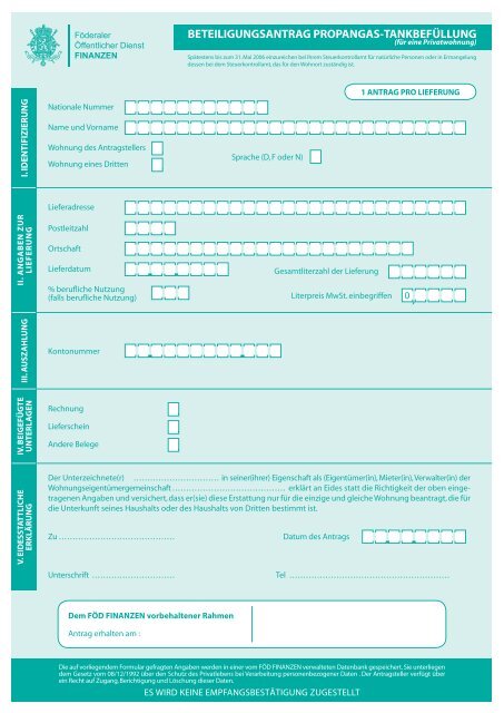 beteiligungsantrag propangas-tankbefüllung - Fiscus.fgov.be