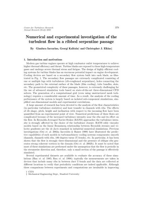 Numerical and experimental investigation of the turbulent flow in a ...