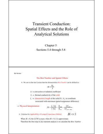 Transient Conduction: Spatial Effects and the Role of Analytical ...