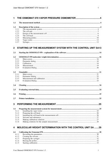 1 THE OSMOMAT 070 VAPOR PRESSURE OSMOMETER ...