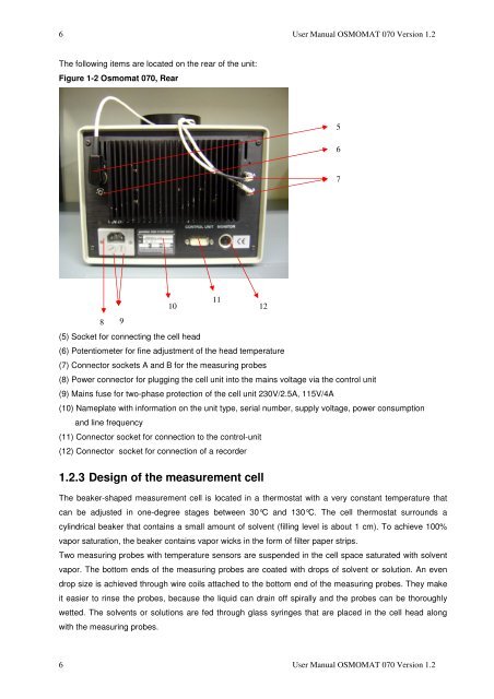 1 THE OSMOMAT 070 VAPOR PRESSURE OSMOMETER ...