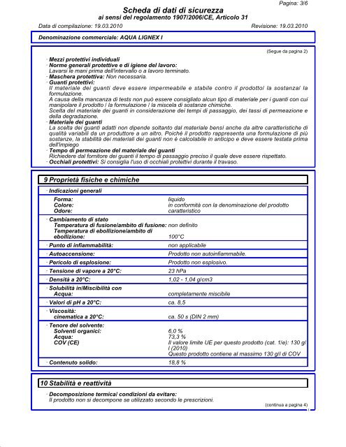 Scheda di dati di sicurezza - COLORIFICIO BRESCIANO