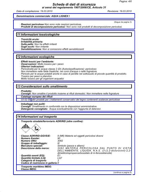 Scheda di dati di sicurezza - COLORIFICIO BRESCIANO