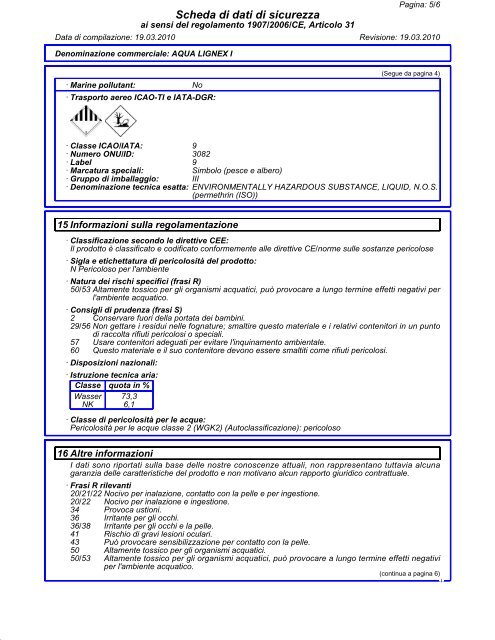 Scheda di dati di sicurezza - COLORIFICIO BRESCIANO