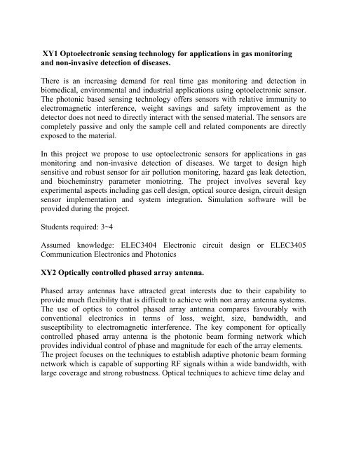 XY1 Optoelectronic sensing technology for applications in gas ...