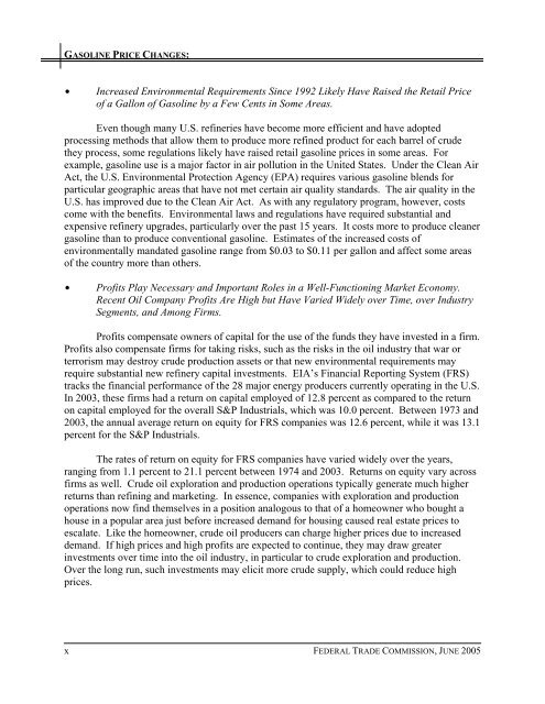 Gasoline Price Changes - Federal Trade Commission