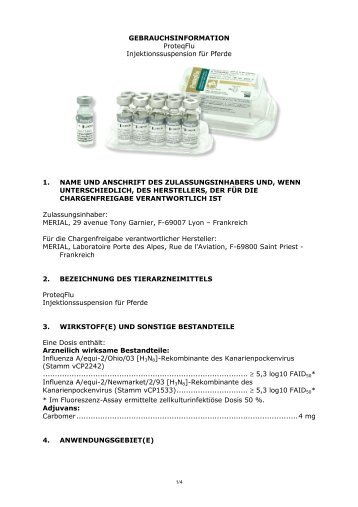 GEBRAUCHSINFORMATION ProteqFlu ... - Merial