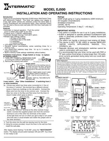 model ej500 installation and operating instructions - ed mullen dot net