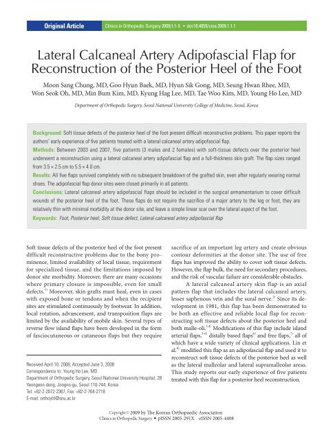 Lateral Calcaneal Artery Adipofascial Flap for Reconstruction of the ...