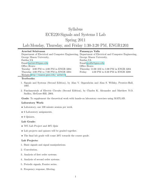 ECE 220 Signals and Systems I Lab - Department of Electrical and ...