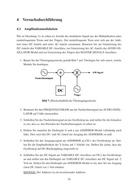 Analoge Amplitudenmodulation - Nachrichtentechnische Systeme ...