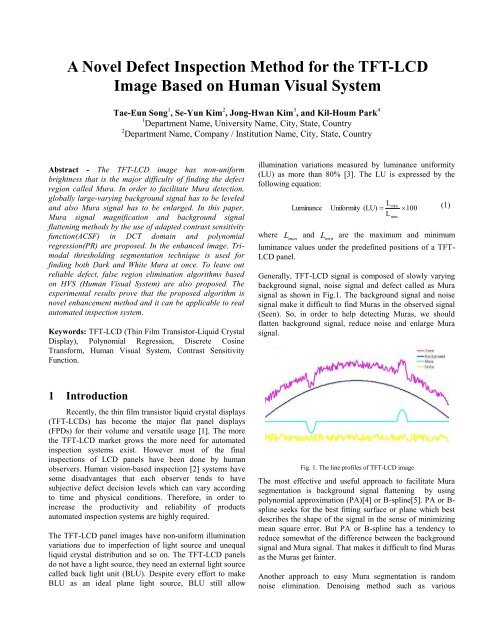 A Novel Defect Inspection Method for the TFT-LCD Image Based on ...