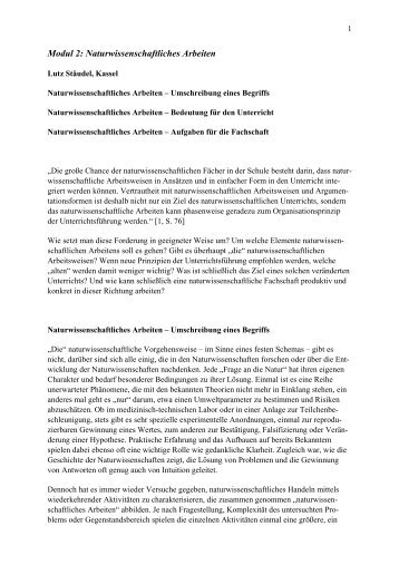 Modul 2: Naturwissenschaftliches Arbeiten - SINUS transfer