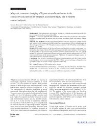 Magnetic resonance imaging of ligaments and membranes in the ...