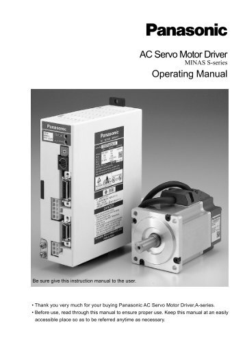 AC Servo Motor Driver Operating Manual - Panasonic
